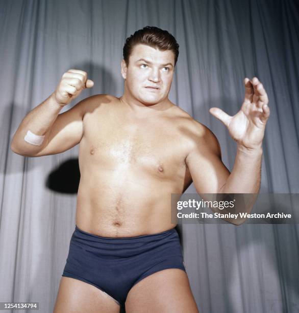 Professional wrestler Don Leo Jonathan of the United States poses for a portrait circa March, 1959 in New York, New York.