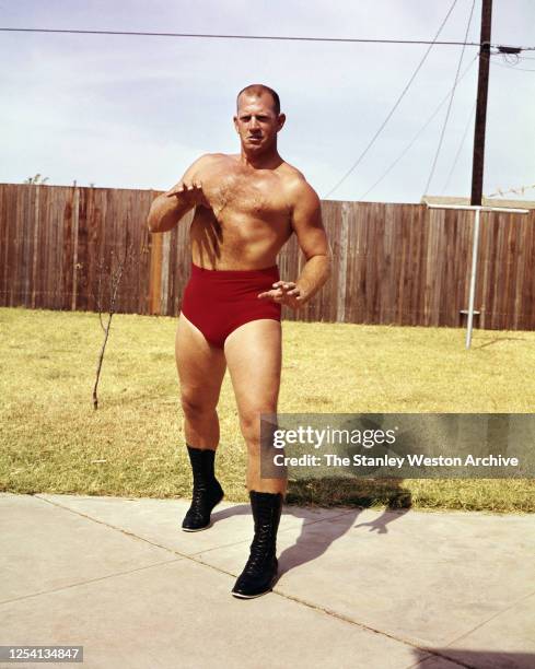 Professional wrestler Fritz Von Erich of the United States poses for a portrait circa October, 1963 in New York, New York.