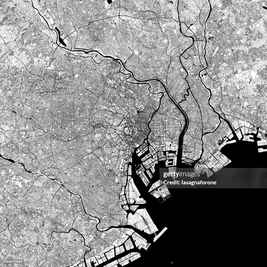 Übersichtskarte von Tokio, Japan Vektorkarte