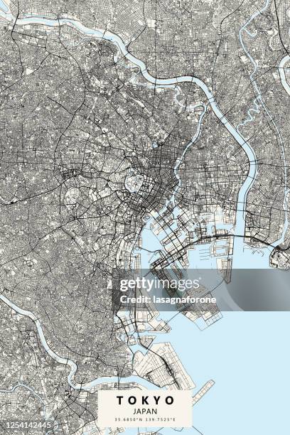 stockillustraties, clipart, cartoons en iconen met tokyo, japan vector kaart - kanto