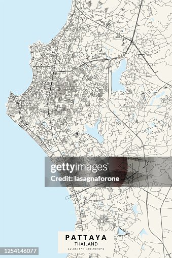 Panthay Map Pattaya Thailand Vector Map High-Res Vector Graphic - Getty Images