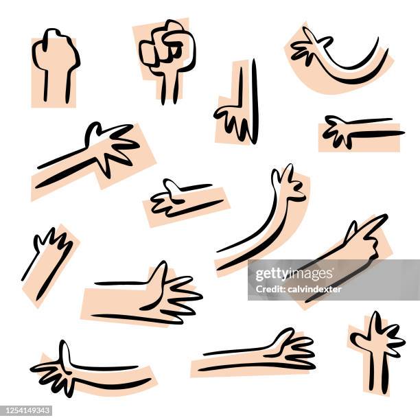 human hands sketch illustrations collection - deafness stock illustrations