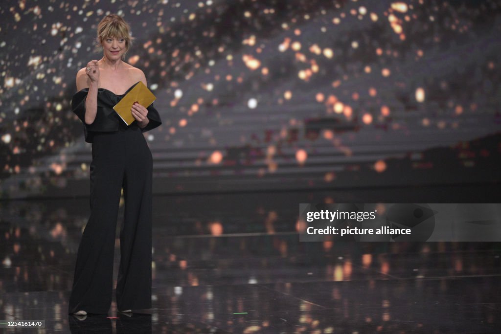 Actress Heike Makatsch is on stage at the German Film Awards ceremony