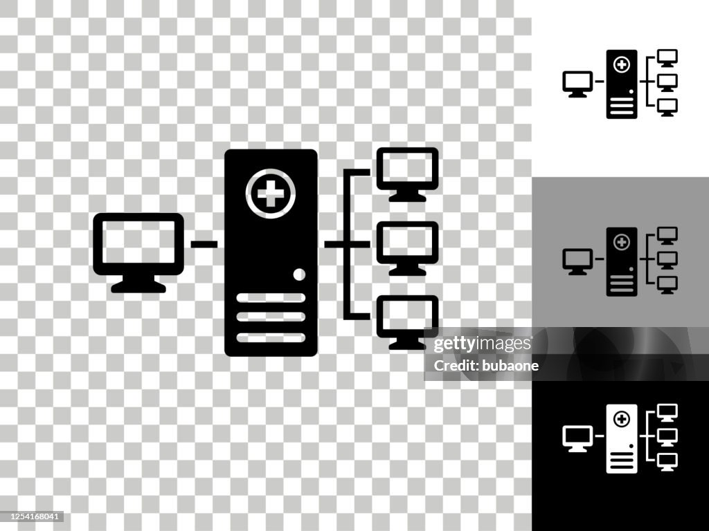 Computer & Health Icon on Checkerboard Transparent Background