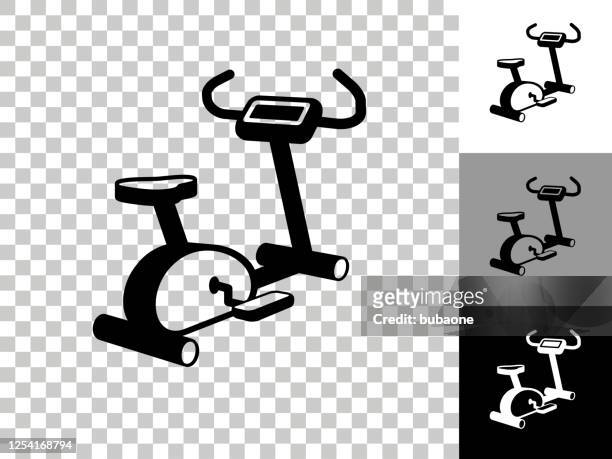 ilustrações de stock, clip art, desenhos animados e ícones de workout machine icon on checkerboard transparent background - bicicleta ergométrica