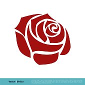 Red Rose Flower Icon Vector Logo Template Illustration Design. Vector EPS 10.