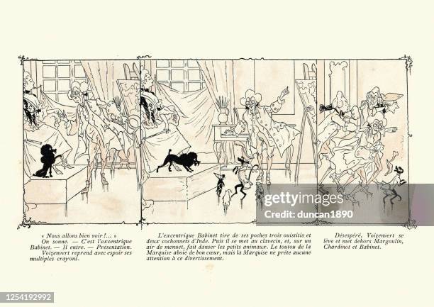 french aristocratic lady having portrait painted, 18th century - artist studio stock illustrations