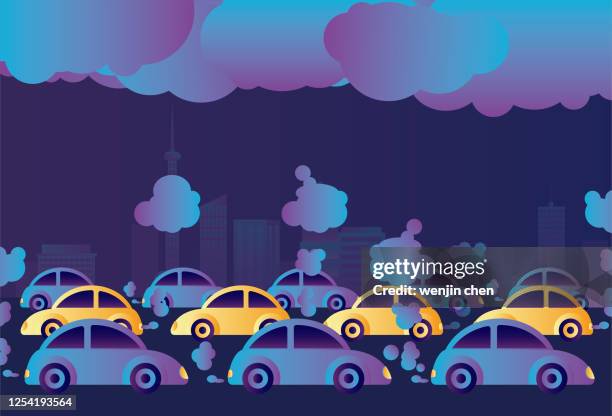autoabgase verschmutzen städte, sparen energie und reduzieren emissionen - smog stock-grafiken, -clipart, -cartoons und -symbole