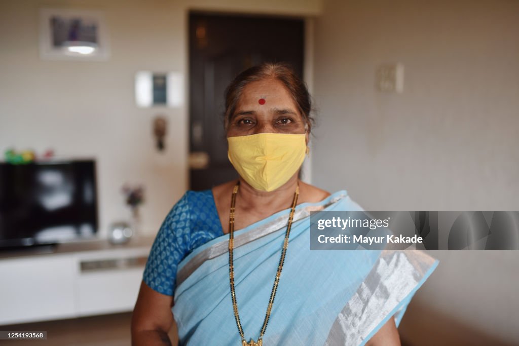 Portrait of a senior woman in mask