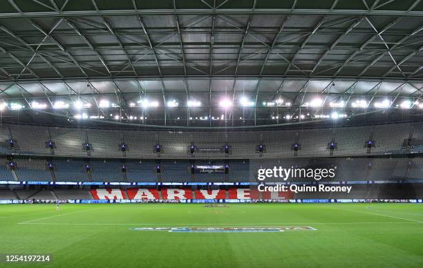 General view of Marvel Stadium during the round 5 AFL match between the Western Bulldogs and the North Melbourne Kangaroos at Marvel Stadium on July...