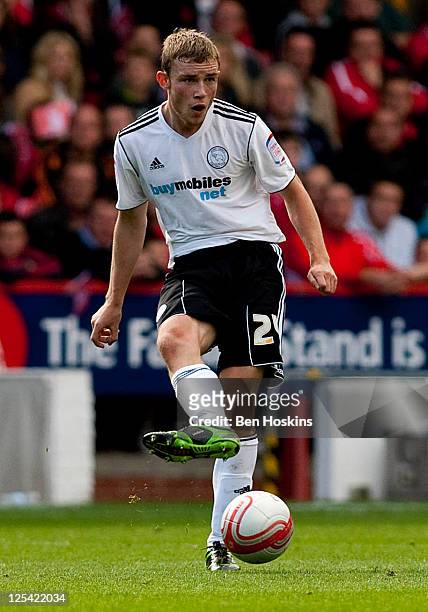 Mark O' Brien of Derby in action during the npower Championship match between Nottingham Forest and Derby County at The City Ground on September 17,...