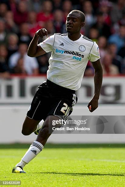 Theo Robinson of Derby in action during the npower Championship match between Nottingham Forest and Derby County at The City Ground on September 17,...