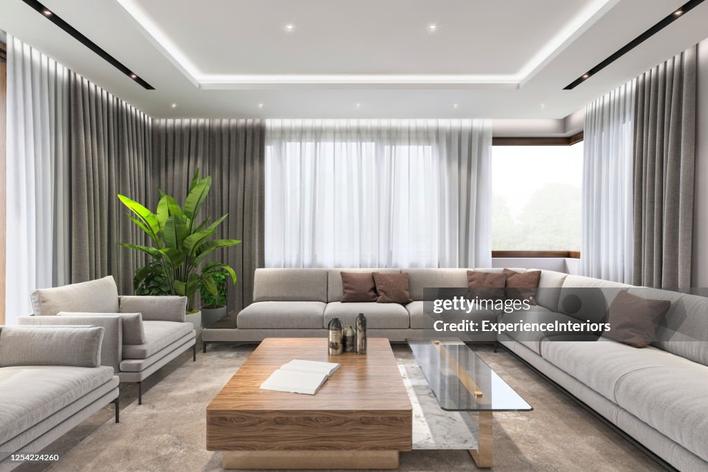 Modern luxury villa living room interior