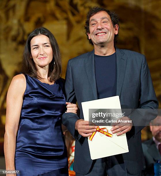 Spanish director Agusti Villaronga receives Cinematography Award 2011 from Spanish Culture Minister Angeles Gonzalez Sinde at San Telmo museum on...