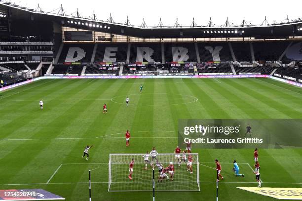 General view as Chris Martin of Derby County scores his sides first goal during the Sky Bet Championship match between Derby County and Nottingham...