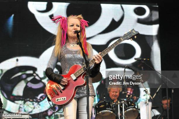 Tina Weymouth and Chris Frantz of Tom Tom Club perform on the West Holts stage during day 2 of the 2013 Glastonbury Festival at Worthy Farm on June...