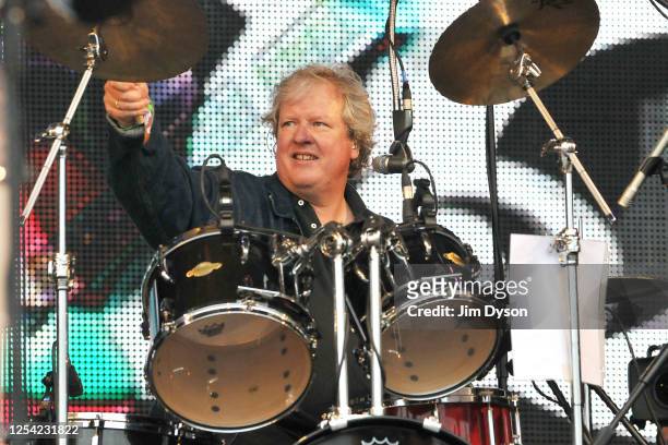 Chris Frantz of Tom Tom Club performs on the West Holts stage during day 2 of the 2013 Glastonbury Festival at Worthy Farm on June 28, 2013 in...