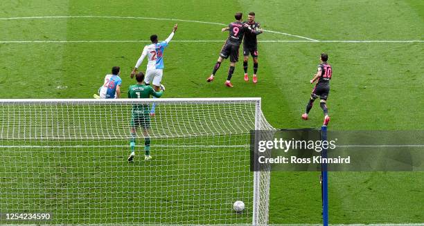 Patrick Bamford of Leeds United scores the opening goal during the Sky Bet Championship match between Blackburn Rovers and Leeds United at Ewood Park...