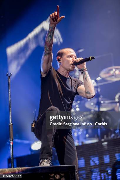 Chester Bennington of Linkin Park performs at City Sound Milano Festival on June 10, 2014 in Milan, Italy.