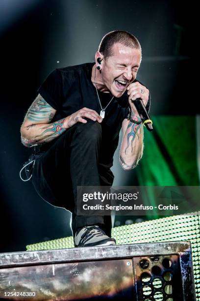 Chester Bennington of Linkin Park performs at City Sound Milano Festival on June 10, 2014 in Milan, Italy.