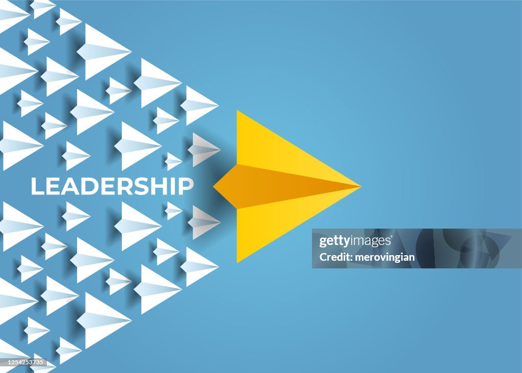 Flying paper airplanes. Think differently, leadership, trends, creative solution and unique way concept. Be different.
