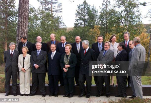 Participants of the European Union Foreign Ministers informal meeting gather for a family photo in Saariselka, Finnish Lapland 04 September 1999.