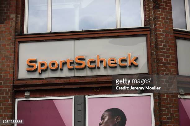 SportScheck sign store is seen on July 03, 2020 in Hamburg, Germany.