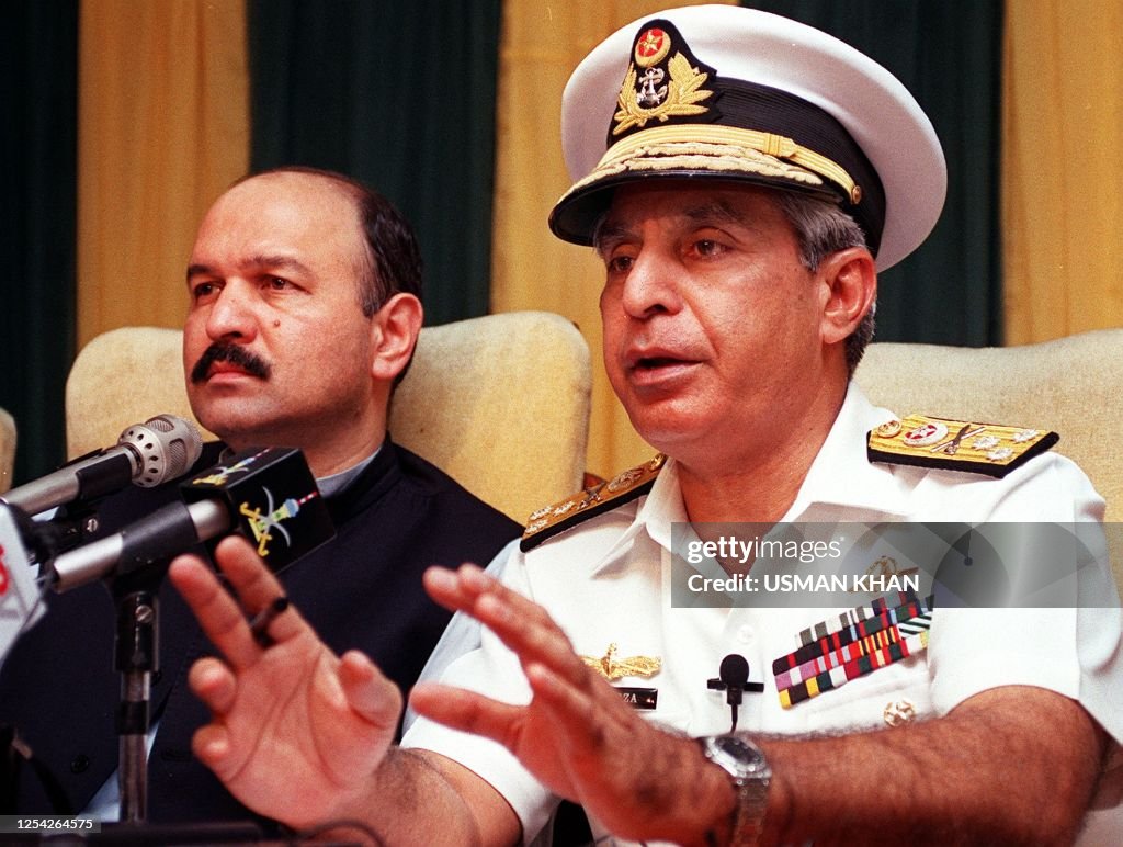 Pakistan Aziz Rind Pakistan naval officer Admiral Aziz Mirza briefs newsmen along with ...