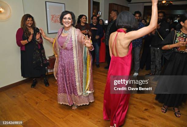 Meera Syal and Anita Rani attend a party to celebrate Meera Syal being awarded the BAFTA Fellowship at The Hoxton, Holborn, on May 12, 2023 in...