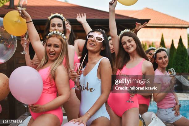 bachelorette party - the bride and the bachelors stock pictures, royalty-free photos & images