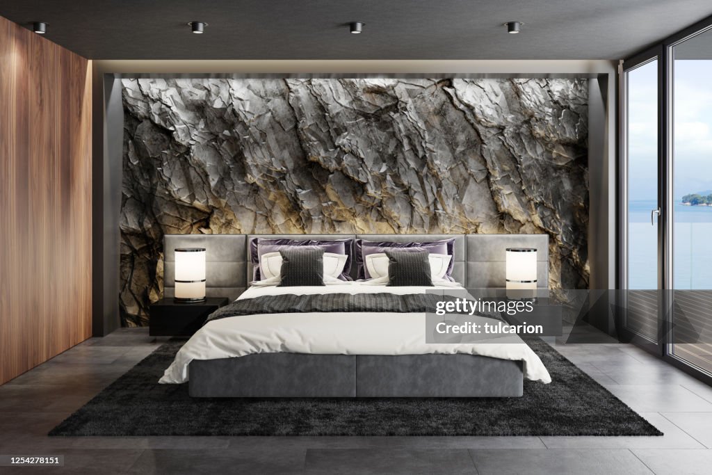 Stone Wall Design Modern Interior Bedroom LUXURY MODERN BEDROOM