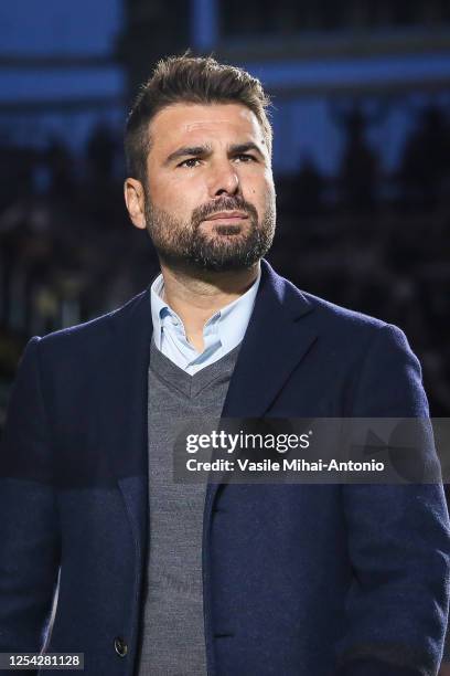 Adrian Mutu head Coach of Rapid Bucuresti looks during the Round 8 of Liga 1 Romania Play-off match between Rapid Bucuresti and Sepsi OSK at Giulesti...