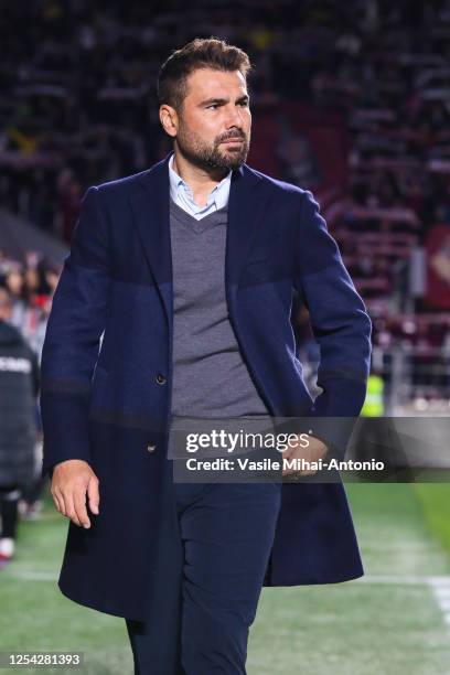 Adrian Mutu head Coach of Rapid Bucuresti looks during the Round 8 of Liga 1 Romania Play-off match between Rapid Bucuresti and Sepsi OSK at Giulesti...