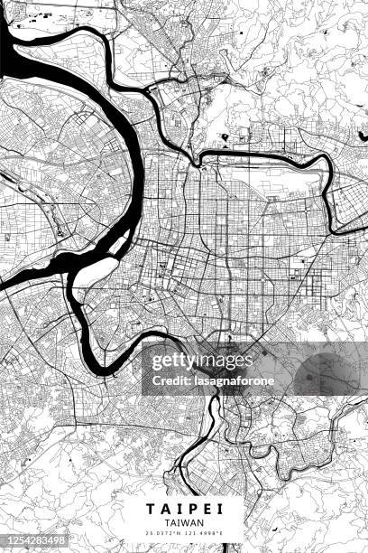 taipei, taiwan vector map - taipei stock illustrations