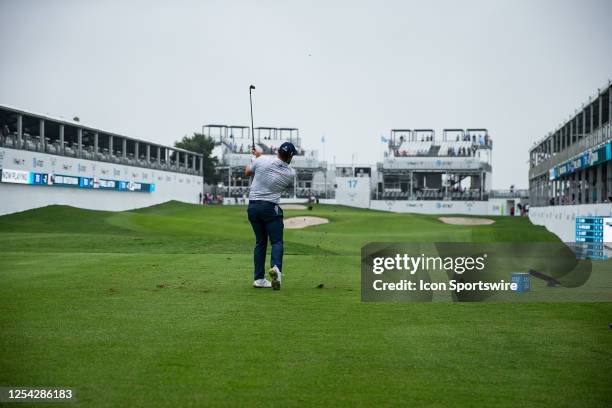 Tyrrell Hatton of England tees off on hole 17 during the first round of the AT&T Byron Nelson on May 11 at TPC Craig Ranch in McKinney, Texas.