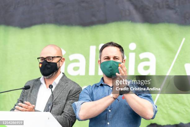 The president of Vox, Santiago Abascal , attends a rally to support Ricardo Morado, candidate for the province of A Coruña on July 04, 2020 in A...