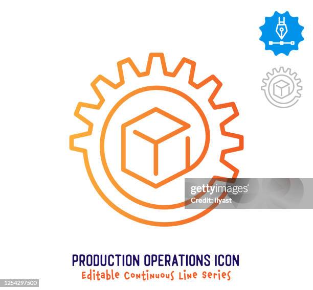 production operations continuous line editable stroke line - computer mainframe icon stock illustrations
