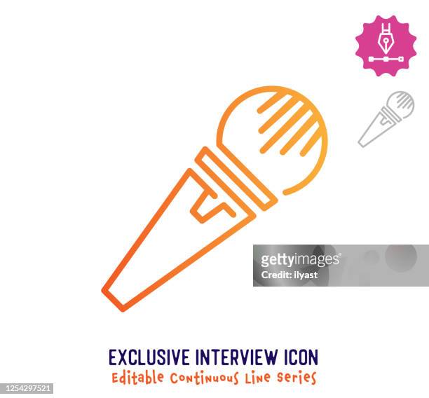exklusives interview continuous line editable stroke line - interview icon stock-grafiken, -clipart, -cartoons und -symbole