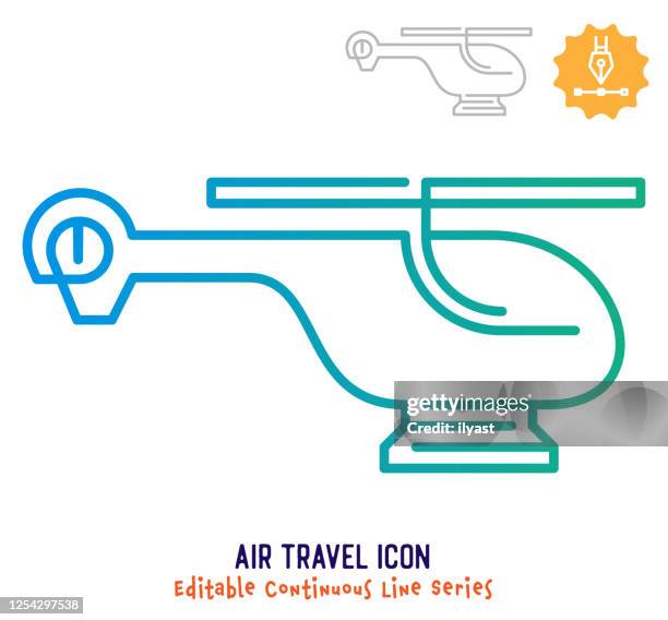 air travel continuous line editable stroke line - helipad stock illustrations