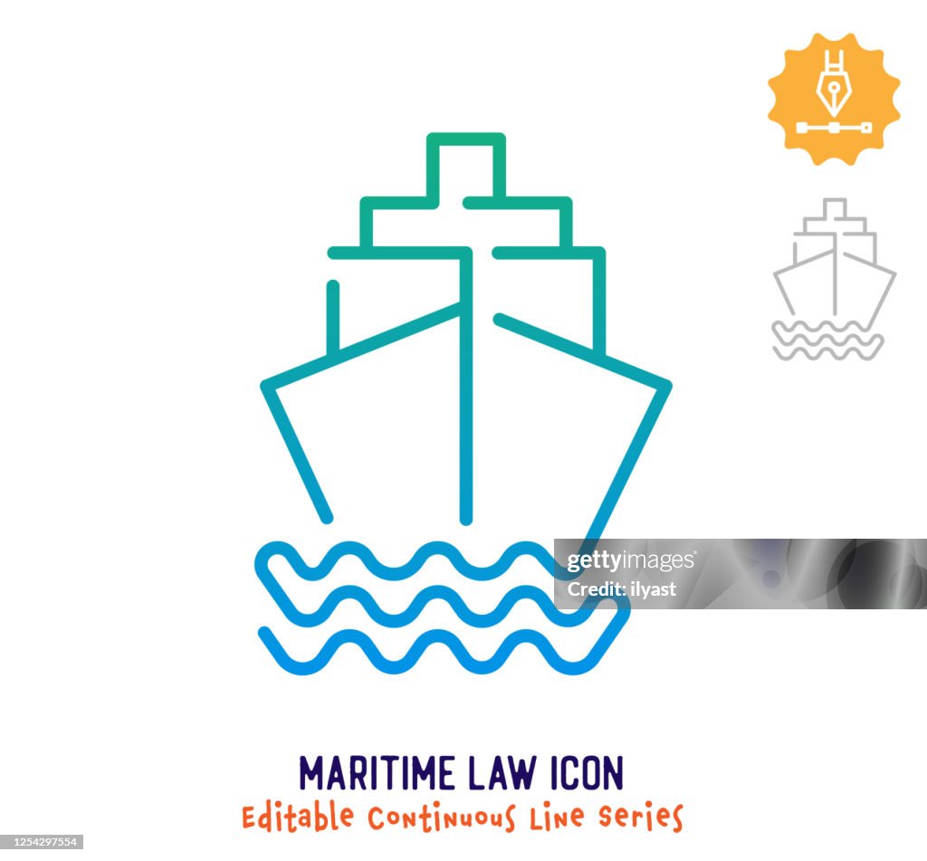Maritime Law Continuous Line Editable Stroke Line