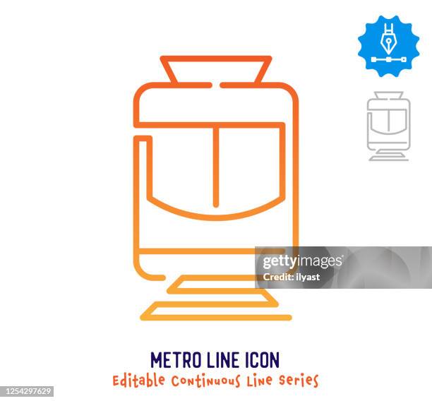 metro line continuous line editable stroke line - commuters train stock illustrations