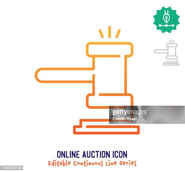 online-auktion kontinuierliche linie editierbare strichlinie - kläger stock-grafiken, -clipart, -cartoons und -symbole