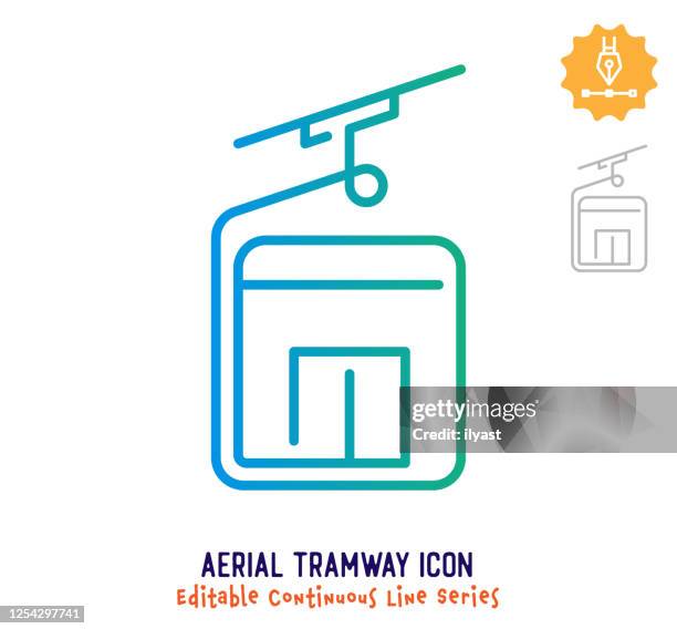 aerial tramway continuous line editable stroke line - elevator interior stock illustrations