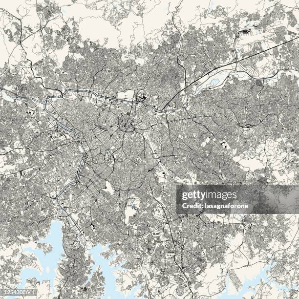 sao paulo, brazil vector map - masp stock illustrations