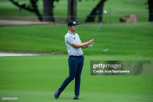 Seamus Power of Ireland hits his second shot on hole 11 during the second round of the AT&T Byron Nelson at TPC Craig Ranch on May 12, 2023 in...