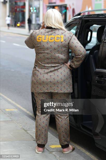 Gemma Collins is seen outside Gucci on Sloane Street on July 04, 2020 in London, England.