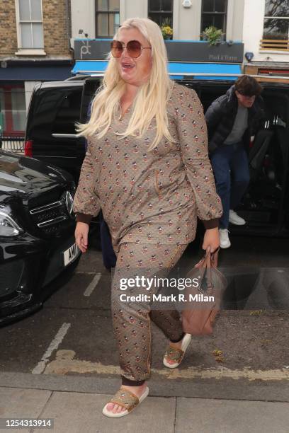 Gemma Collins is seen outside Gucci on Sloane Street on July 04, 2020 in London, England.