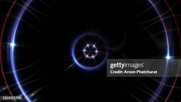 ring lens flare effect, glowing neon rings. - lens flair stock-fotos und bilder