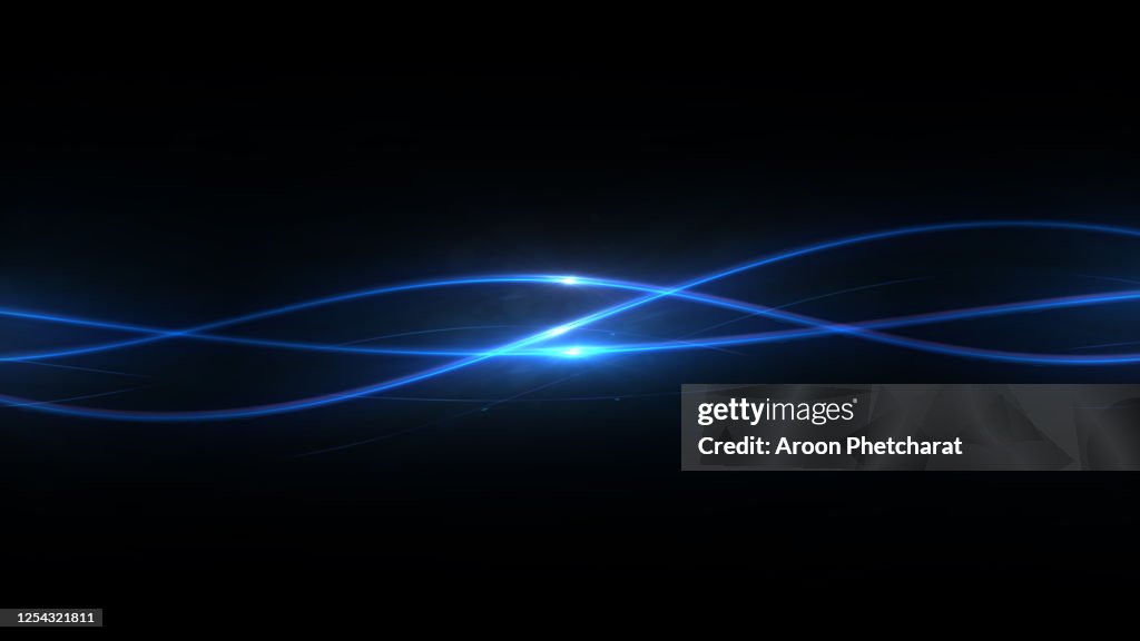 Glow light curved rays on a dark background, Futuristic wave flash,  Glowing neon spiral.