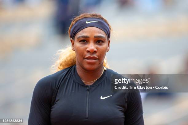 May 30. Serena Williams of the United States wearing a Nike outfit designed by Virgil Abloh, founder of fashion label Off-White and artistic director...